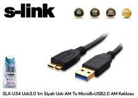 S-link SLX-U34 Usb3.0 1m Harici Disk 2'li Data+Şarj Micro Usb Kablosu